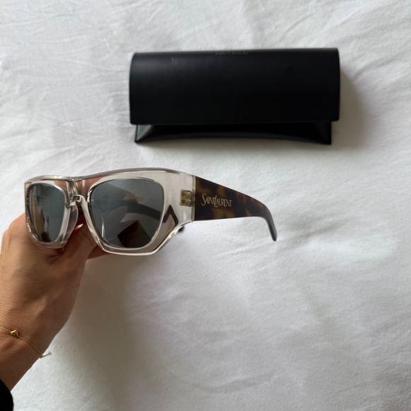 YSL / SAINT LAURENT SUNGLASSES SL 740 TRANSPARENT CREAM, AND BROWN HAVANA - Picture 3 of 6